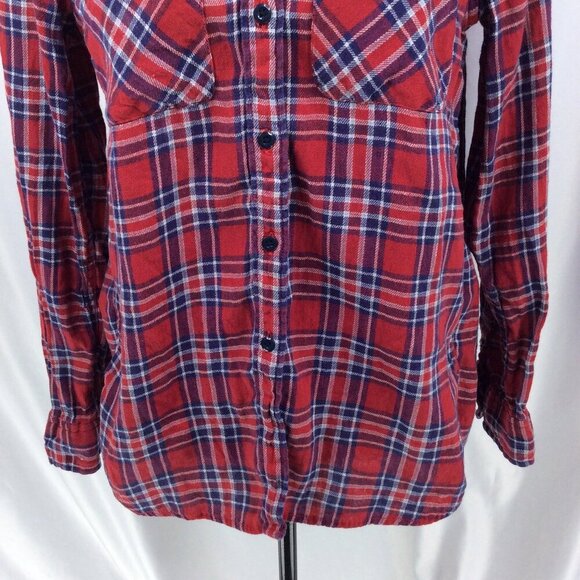 RL Utility Denim & Supply Ralph Lauren Top Womens Medium Linen Red Blue Plaid - Picture 6 of 10